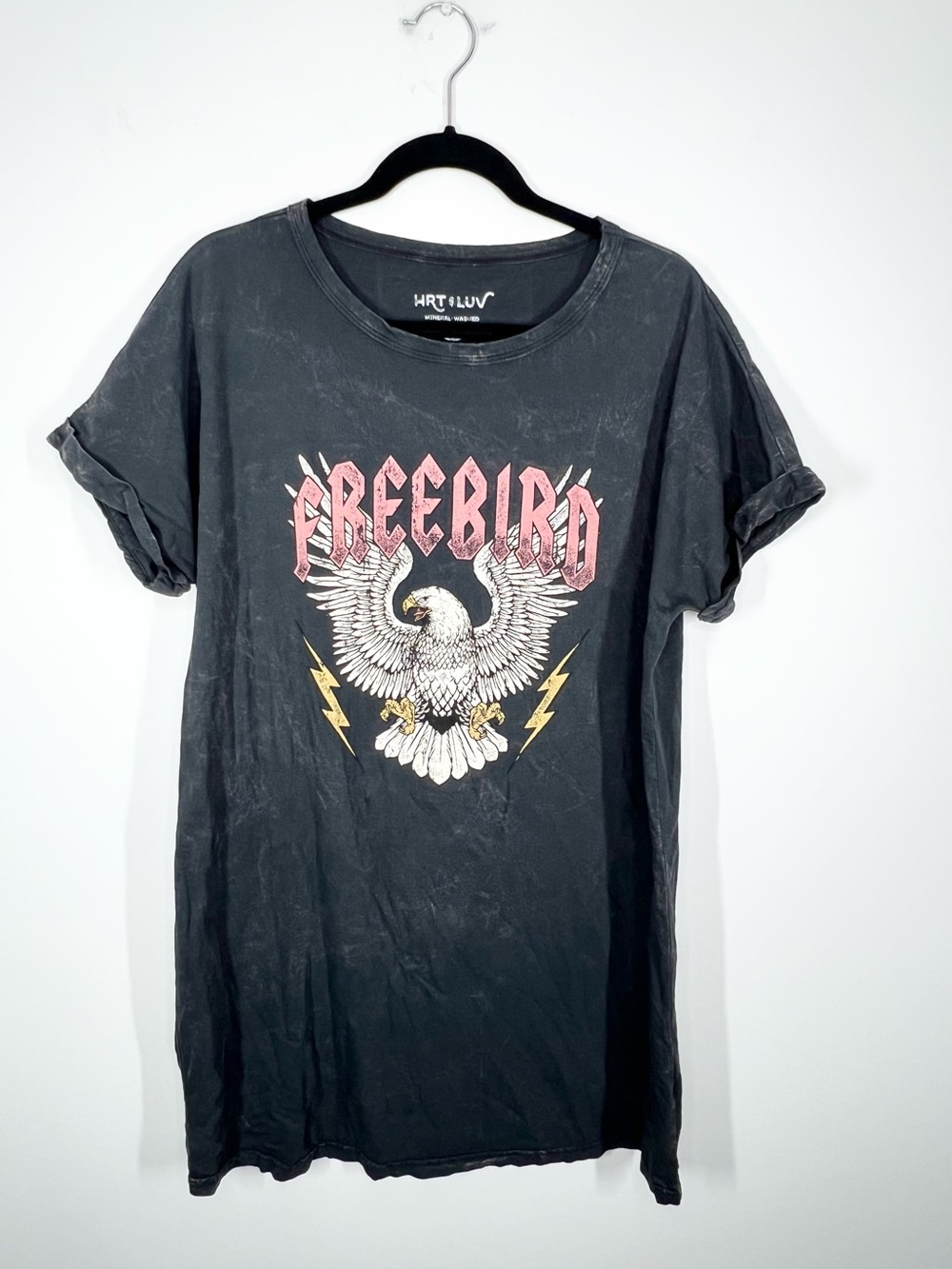 HRT & LUV Free Bird Mineral Washed Shirt Dress Eagle Medium